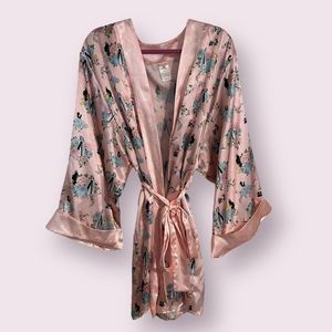 Women’s Plus Size Disney Princess Sleeping Beauty Pink Kimono Satin Robe in XL